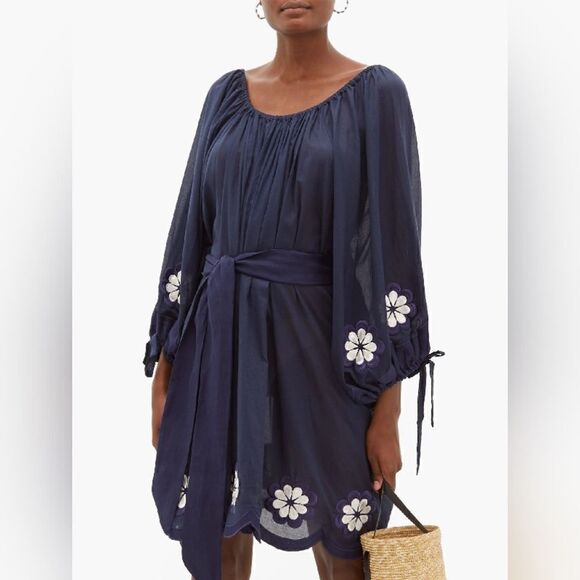 Innika Choo Frida Burds Navy Peony Dress - Picture 1 of 16